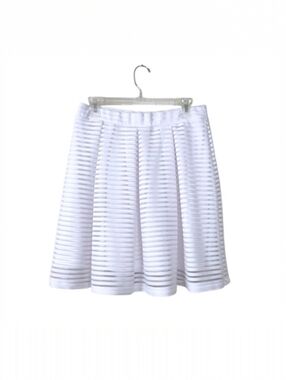 CATO Women’s White Striped Semi-Sheer Overlay Skirt – Size Medium